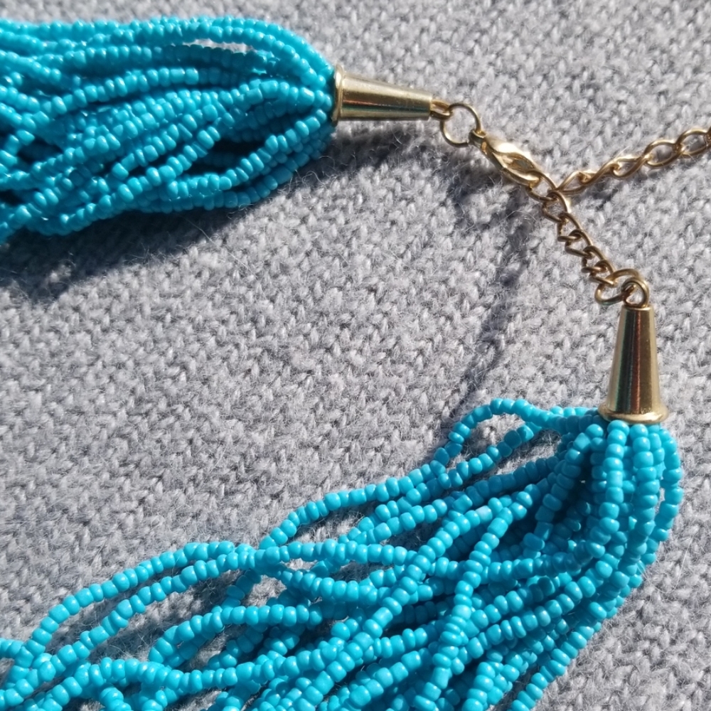 Turquoise beaded multi strand necklace